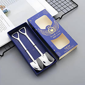 Набір чайних ложок RESTEQ у вигляді лопати з нержавіючої сталі, 2 шт, стильні сріблясті ложки