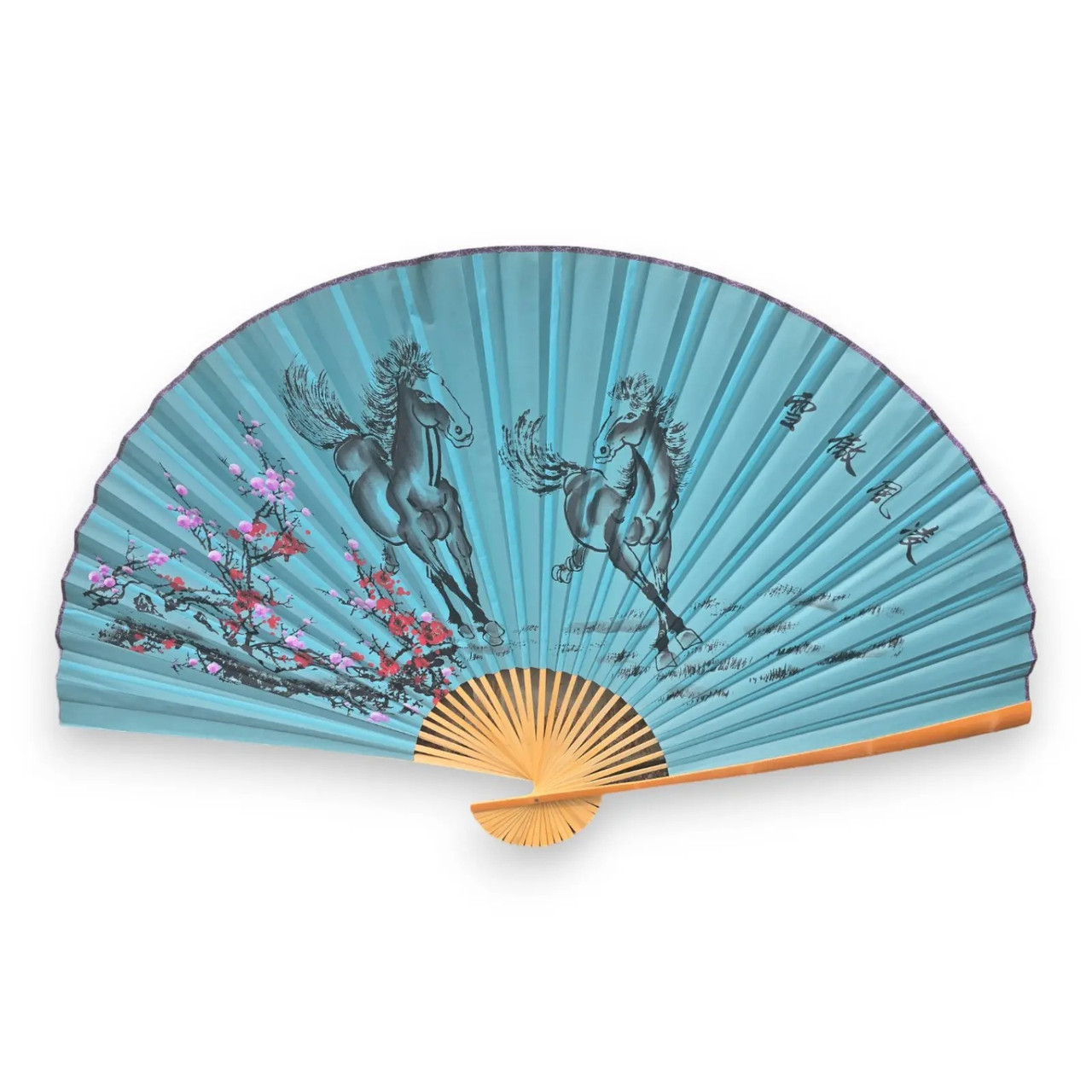 Віяло з малюнком Кінь на бірюзовому тлі на стіну, фото 1