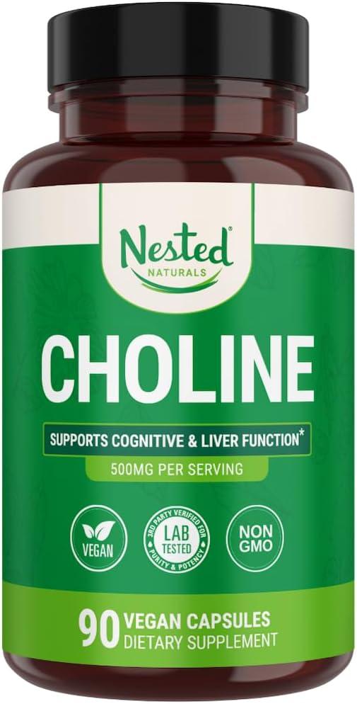 Nested Naturals Choline Bitartrate 500mg 90 Vegan Capsules