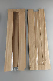 Бумажные пакеты крафт с прозрачным окошком 12/5*41 коричневый (100 шт)