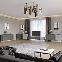 Комплект модульний для вітальні LION Грей 4 елементи з чорними металевими ніжками Антрацит/Кашемір (LION-042831)