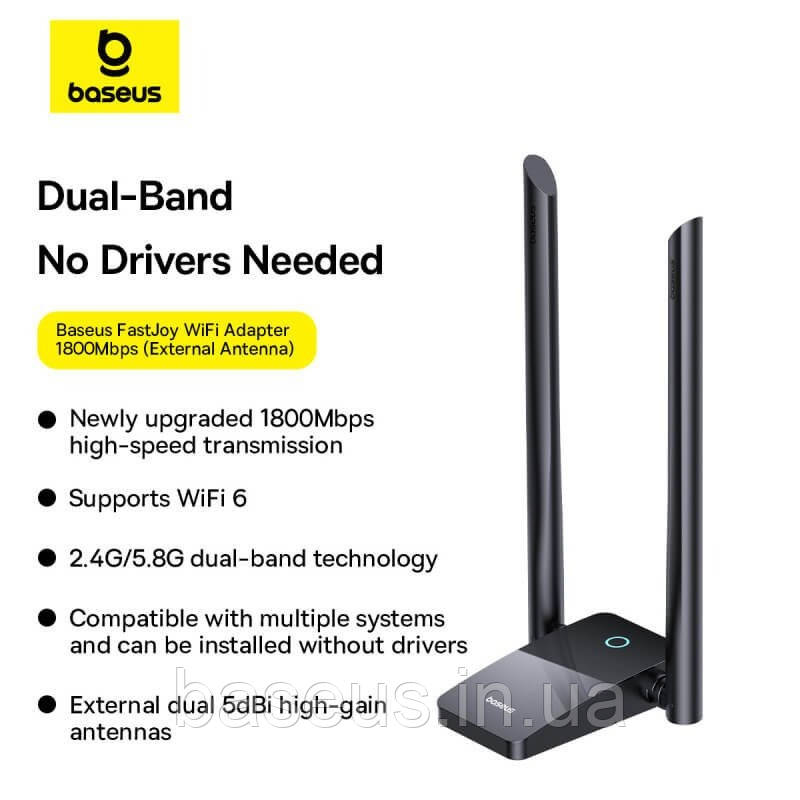 Мережевий адаптер Baseus FastJoy Series WiFi Adapter 1300Mbps, фото 1