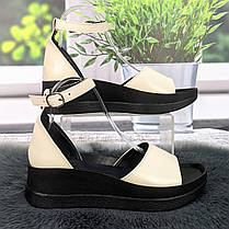 Босоніжки жіночі Amir молочні шкіряні на платформі 4910, фото 2