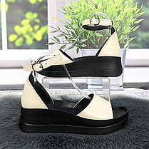 Босоніжки жіночі Amir молочні шкіряні на платформі 4910, фото 3