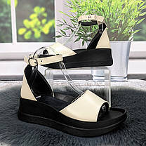 Босоніжки жіночі Amir молочні шкіряні на платформі 4910, фото 4