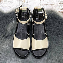 Босоніжки жіночі Amir молочні шкіряні на платформі 4910, фото 5