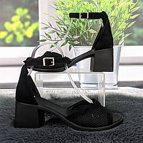 Босоніжки жіночі Amir чорні замшеві на підборі середньої висоти 4909-2, фото 3