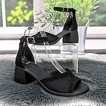 Босоніжки жіночі Amir чорні замшеві на підборі середньої висоти 4909-2, фото 4