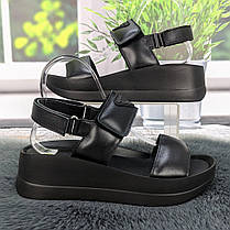 Босоніжки жіночі Amir чорні шкіряні на платформі 4908, фото 2