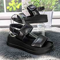 Босоніжки жіночі Amir чорні шкіряні на платформі 4908, фото 3