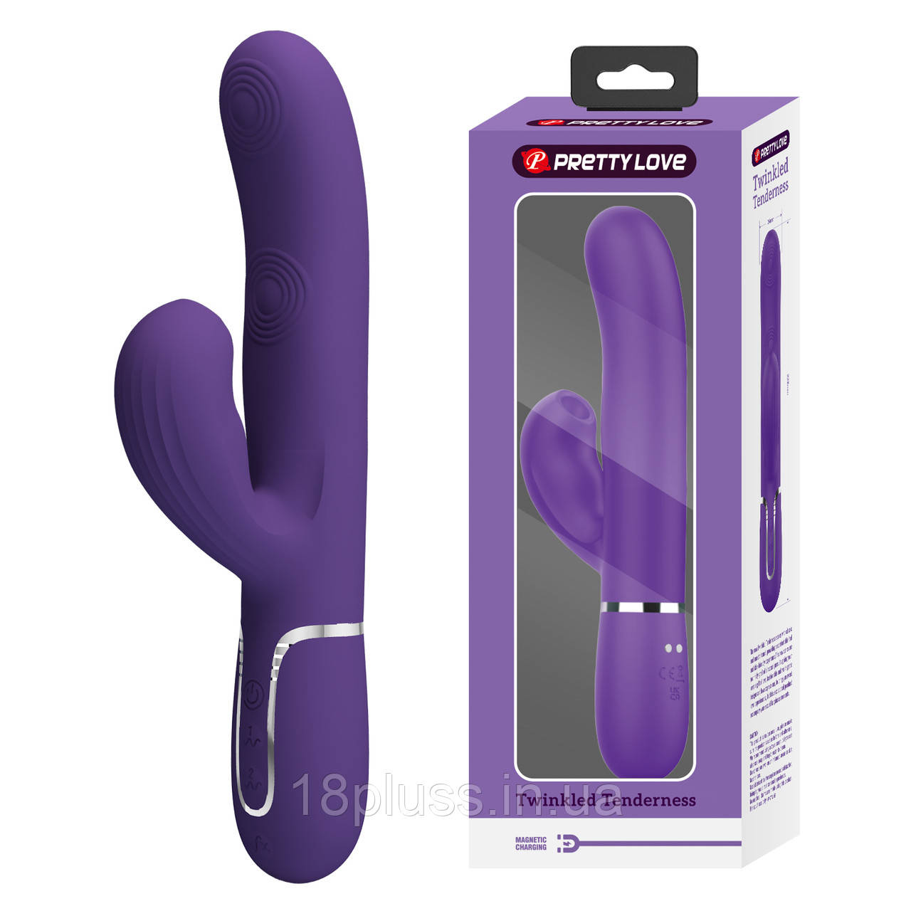 Вібратор-кролик з 7 режимами постукування та 7 режимами пульсації Pretty Love Twinkled Tenderness Purple, фото 1