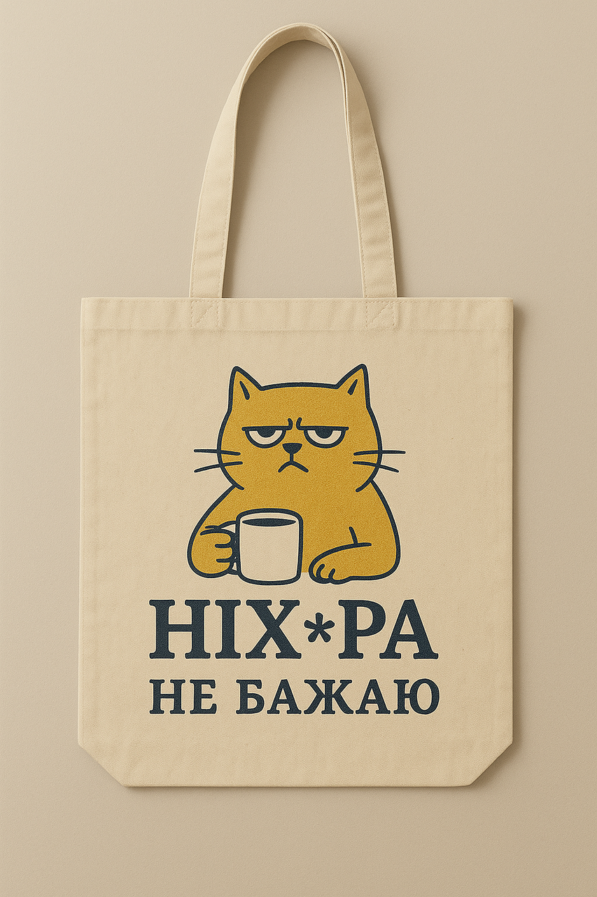 Сумка шопер еко-торба тканинна велика з принтом "Ніх*ера не бажаю"