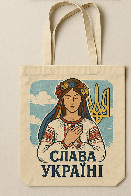 Сумка шопер еко-торба тканинна велика з принтом "Слава України"