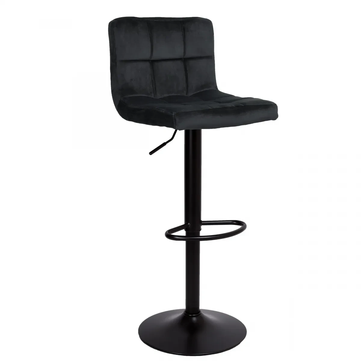 Барний стілець для студії Monzo Velvet зі спинкою, металева рама з підніжкою, колір чорний, фото 1