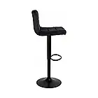 Барний стілець для студії Monzo Velvet зі спинкою, металева рама з підніжкою, колір чорний, фото 9