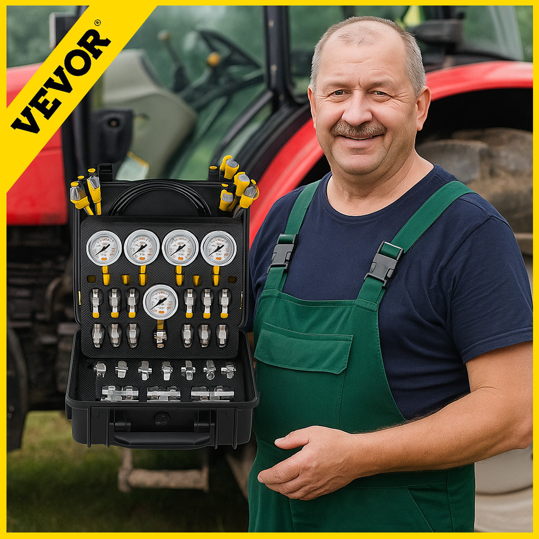 Комплект для перевірки циліндрів і шлангів гідросистем 10/100/250/400/600 бар VEVOR, фото 1