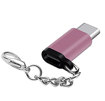 Брелок перехідник Micro USB мама - Type-C тато, адаптер microUSB to Type-C Zoco G22 Рожевий