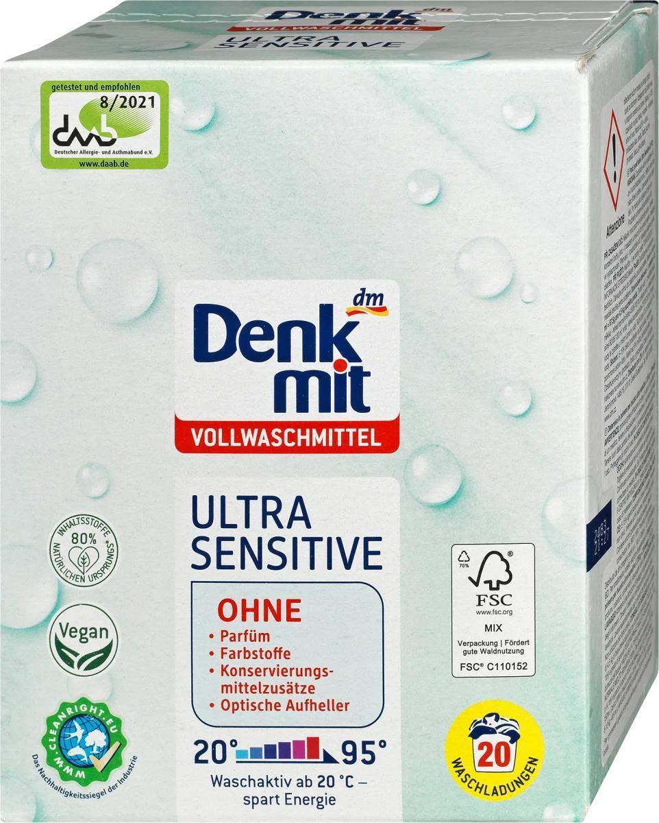 Biftorg.com Гіпоалергенний порошок для прання білого одягу Denkmit Ultra Sensitive 1.35 кг