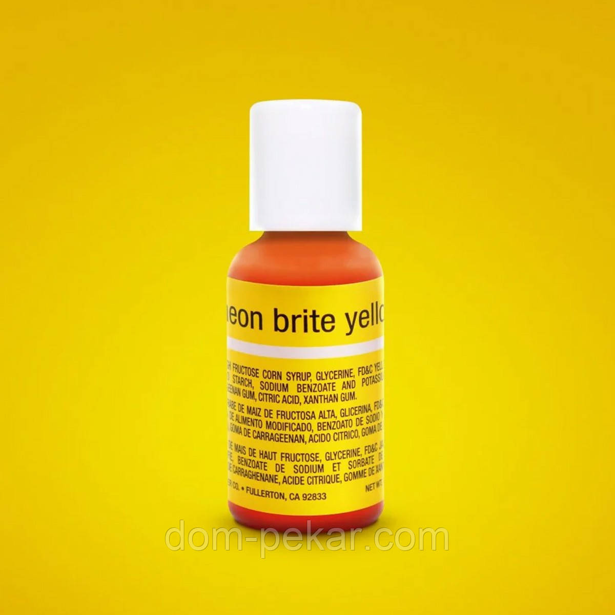 Барвник гелевий 5260 неоновий Bright Yellow Chefmaster 20 мл
