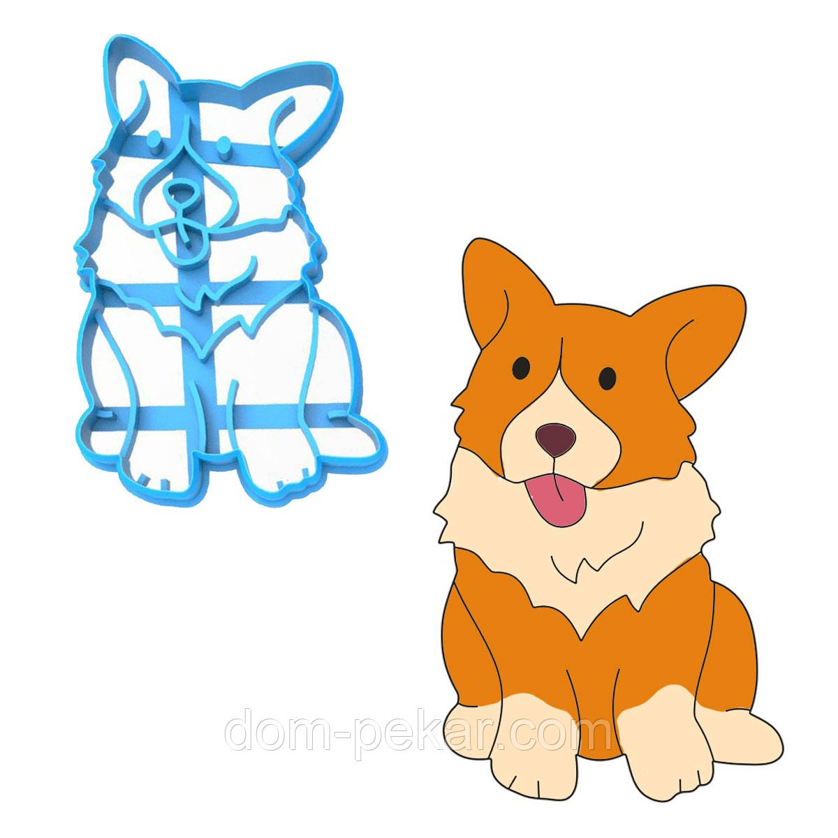 Коргі сидить вирубка для пряників 10,3*6,5 см (3D)
