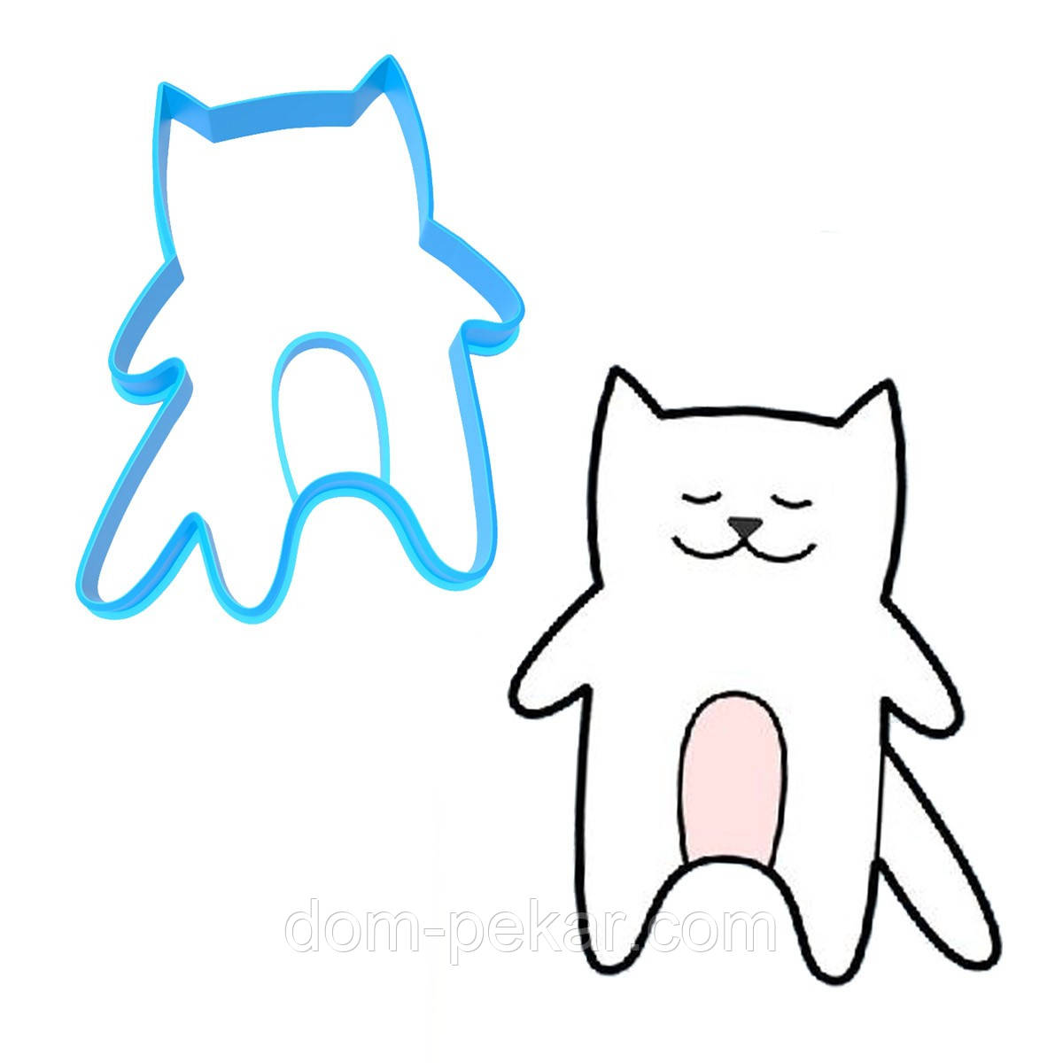 Котик милий вирубування для пряників 9*7,3 см (3D)