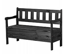 Дерев'яна лавка, скриня садова  із спинкою 120см Антрацит