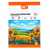 Картон А4 кольоровий односторонній 10 аркушів Orange Line Yes, 954895