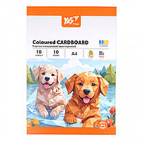 Картон А4 кольоровий двосторонній 10 аркушів Orange Line Yes, 954896