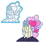 Дівчина із кульками вирубка з трафаретом 12*12 см (TR-2)