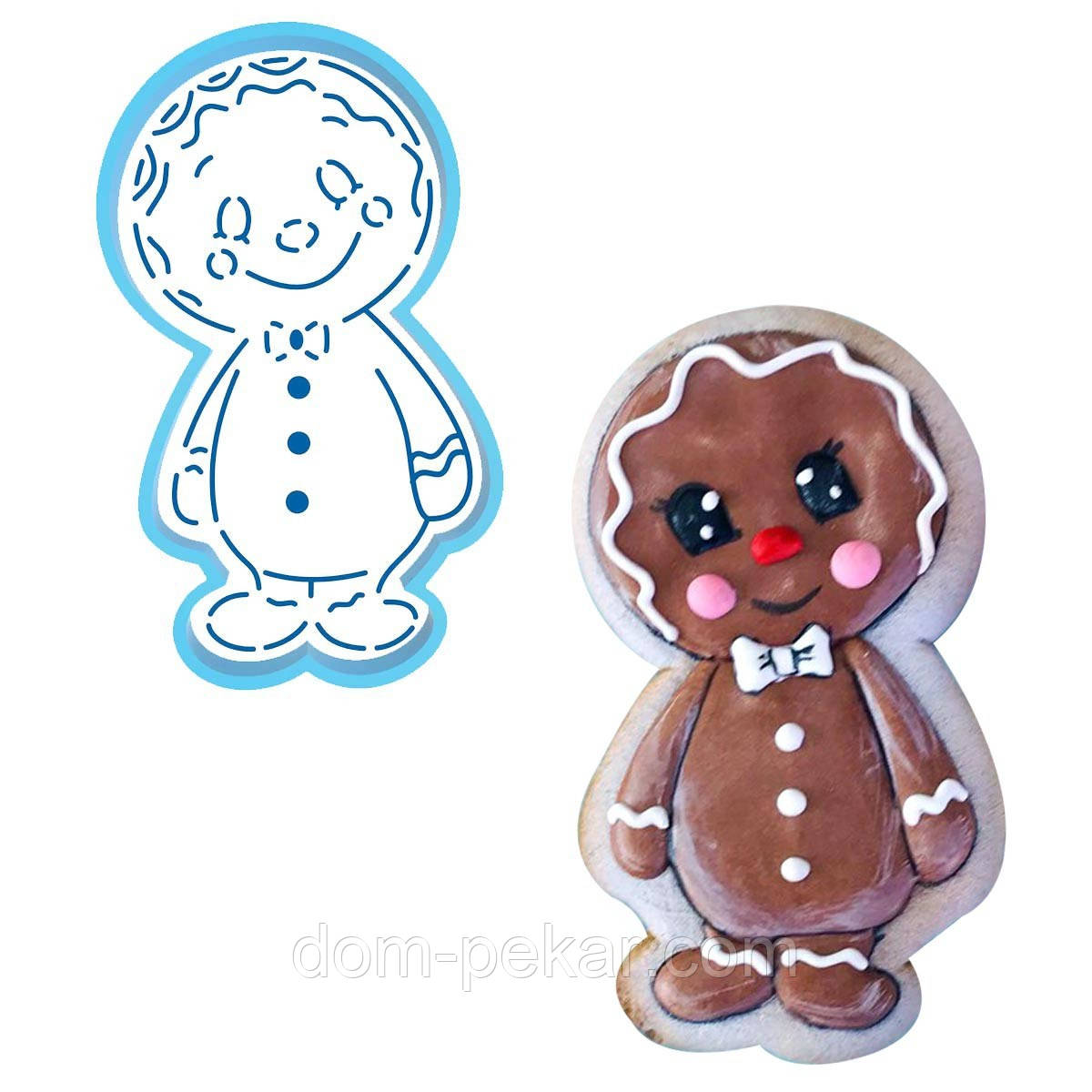 Пряниковий хлопчик вирубка з трафаретом 11*6,5 см (TR-2)