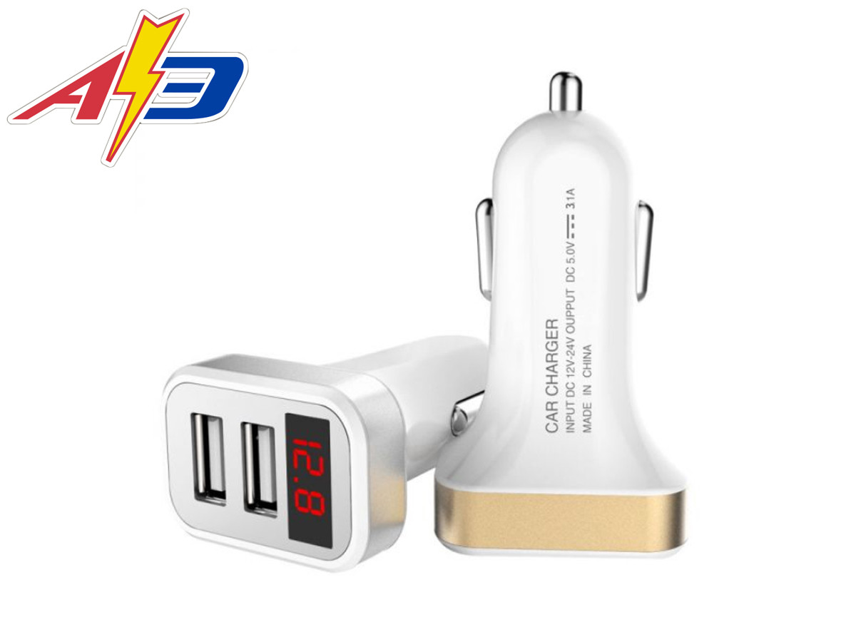 Штекер у прикурювач 2 USB 3,1А 12-24V вольтметр+амперметр (Авто-Електрика), фото 1