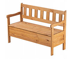 Дерев'яна лавка, скриня садова  із спинкою 120см Світло коричневий