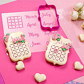 Календар 9*6 см та написи 12 місяців вирубка з трафаретом (TR-2)