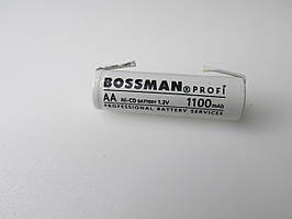 Промисловий акумулятор Bossman Ni-CD HR6/AA 1.2V 1100mAh, з пелюстками для пайки