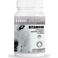 Вітаміни для собак Unicum PREMIUM здорова шерсть та шкіра 100 табл. (4820150201852), фото 1