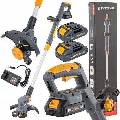 Аккумуляторная коса Powermat 21В 2x2Ач с регулировкой длины и угла ...