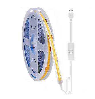 LED USB світильник із вимикачем 2 метри COB 5V