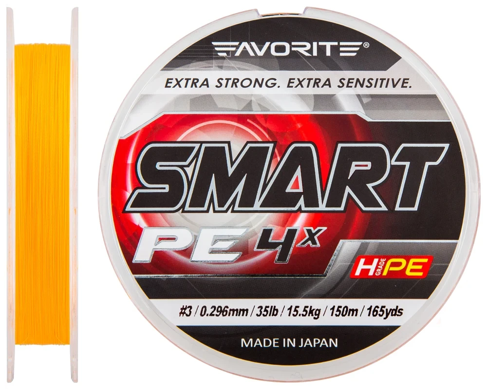 Шнур Favorite Smart PE 4x 150 м (оранж.) #3.0/0.296мм 15.5кг