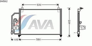Радіатор кондиціонера на Деу Ланос (Daewoo Lanos) Ava quality cooling DW5012