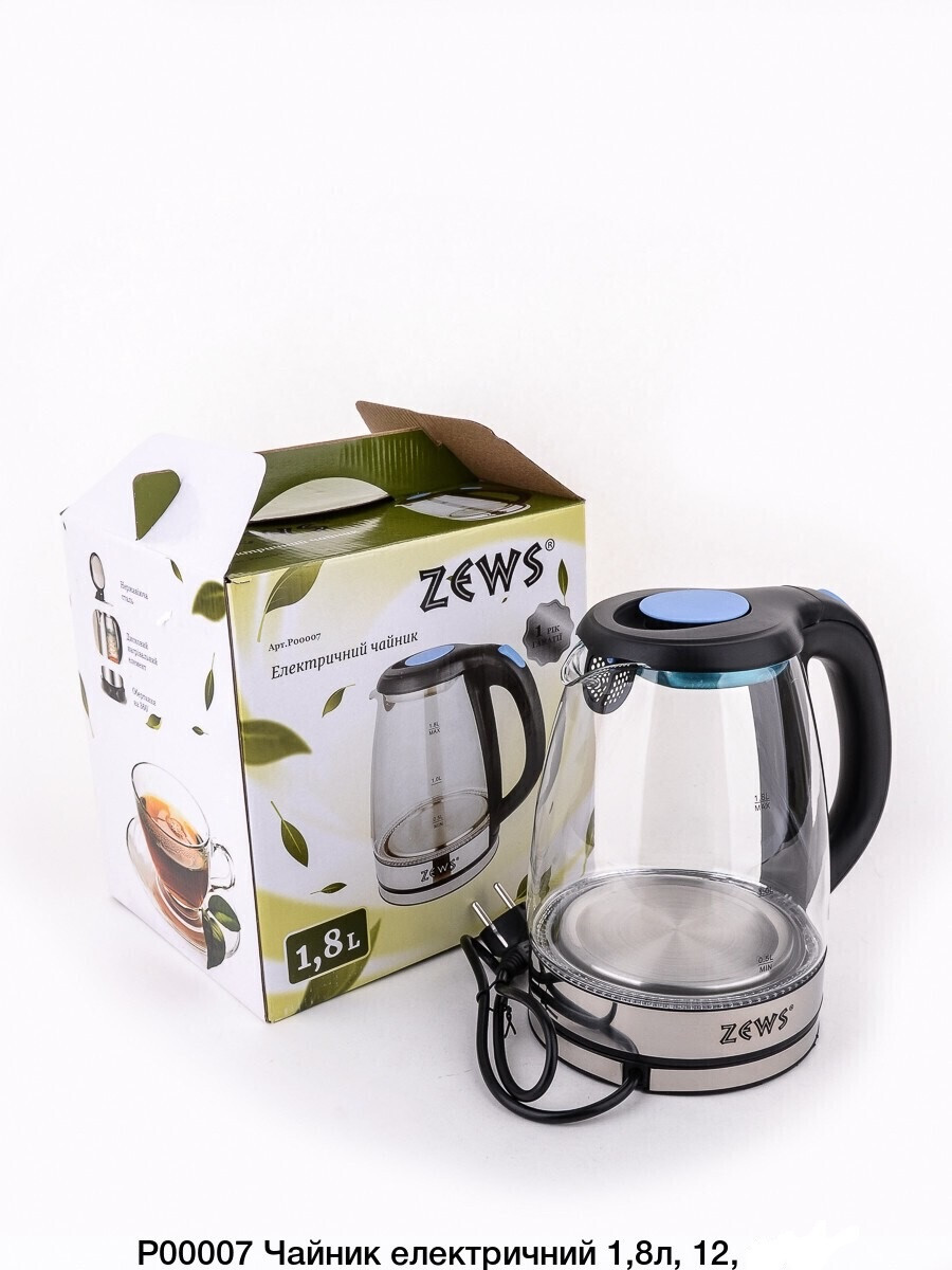 Чайник електричний, нержавіюча сталь 1.8літра, P00007 (16.200кг./0.160м3)