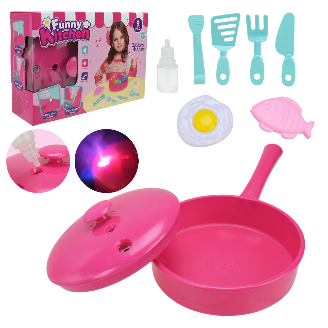 Кухня набір арт. 018-72 (96шт/2)  батар. світло, звук, пара, петельня, аксес короб. 24*7*16см
