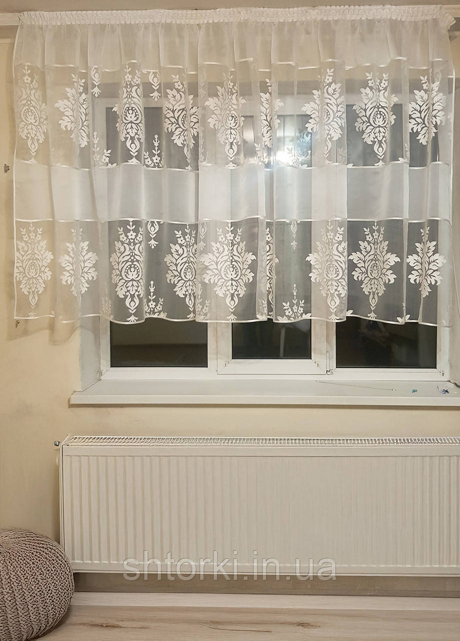 Тюль до підвіконня Firanka Damask карниз 250см молочний (23_2а)
