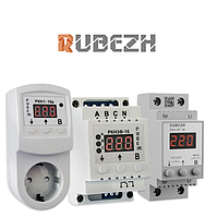 RUBEZH. Реле контролю напруги, вольтметри, перемикачі фаз