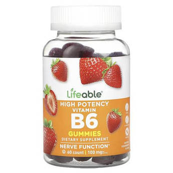 Lifeable Vitamin B6 Natural Strawberry 60 жувальних цукерок