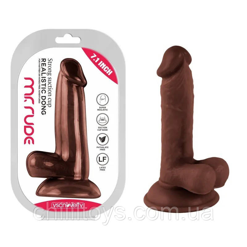 Фаллоимитатор на присоске Realistic Dong Brown Mr. Rude 7.1, Коричневий