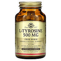 Тирозин, L-Tyrosine, Solgar, 500 мг, 100 вегетаріанських капсул