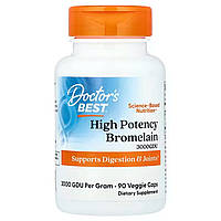 Бромелайн, High Potency Bromelain, Doctor's Best, високоефективний, 500 мг, 90 веганських капсул