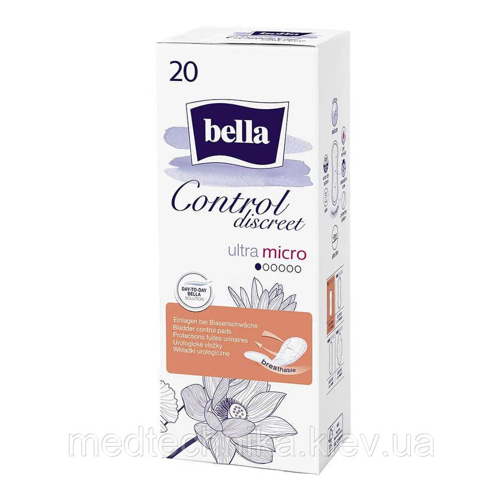 Прокладки урологічні Bella Control Discreet ultra micro, 20 шт., фото 1