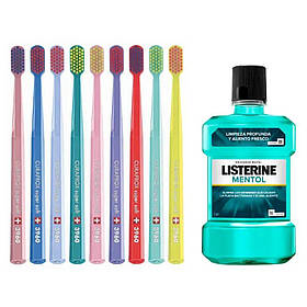 Зубна щітка Curaprox CS 3960 Super Soft для чутливих ясен і пародонтозу + ополіскувач LISTERINE mentol (250 мл)