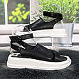 Босоніжки жіночі Sali чорні з білим шкіряні на низькому ходу 4914, фото 3